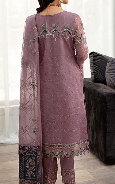 Ramsha Lavender Organza Suit | Pakistani Embroidered Chiffon Dresses USA- Image 2