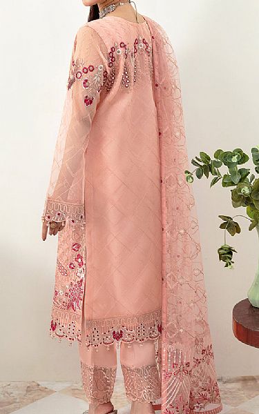 Ramsha Rose Pink Organza Suit | Pakistani Embroidered Chiffon Dresses- Image 2