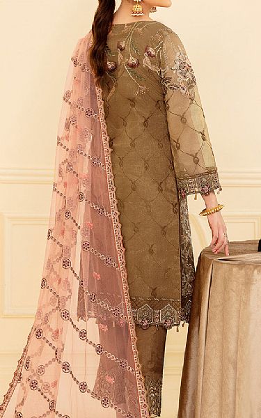 Ramsha Olive Organza Suit | Pakistani Embroidered Chiffon Dresses- Image 2