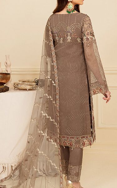 Ramsha Umber Brown Organza Suit | Pakistani Embroidered Chiffon Dresses- Image 2