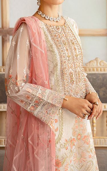 Ramsha Off White Organza Suit | Pakistani Embroidered Chiffon Dresses USA- Image 3