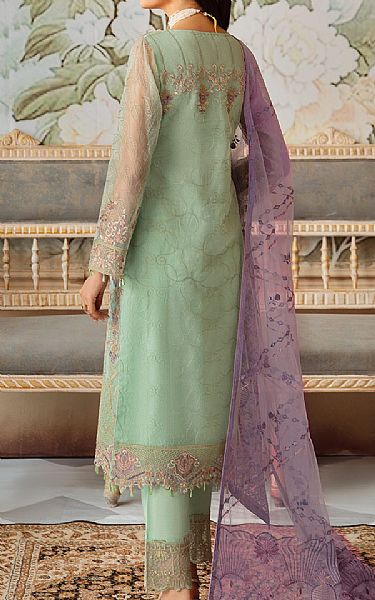 Ramsha Mint Green Organza Suit | Pakistani Embroidered Chiffon Dresses USA- Image 2