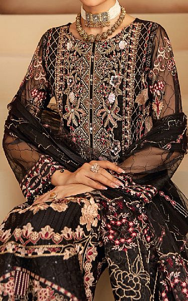 Ramsha Black Organza Suit | Pakistani Embroidered Chiffon Dresses USA- Image 3