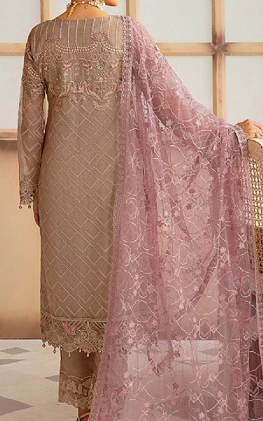 Ramsha Beige Organza Suit | Pakistani Embroidered Chiffon Dresses USA- Image 2
