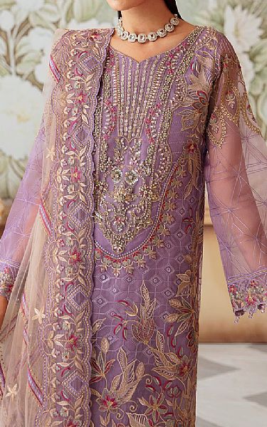 Ramsha Dusty Lavender Organza Suit | Pakistani Embroidered Chiffon Dresses USA- Image 3