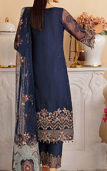 Ramsha Navy Blue Organza Suit | Pakistani Embroidered Chiffon Dresses USA- Image 2