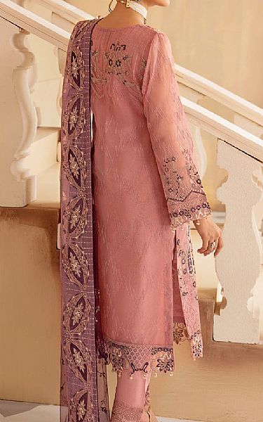 Ramsha Sea Pink Organza Suit | Pakistani Embroidered Chiffon Dresses USA- Image 2