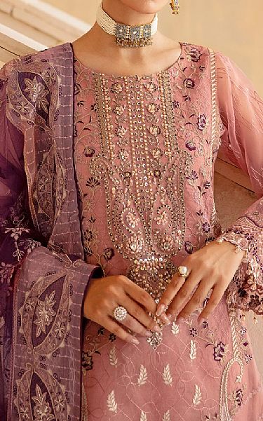 Ramsha Sea Pink Organza Suit | Pakistani Embroidered Chiffon Dresses USA- Image 3