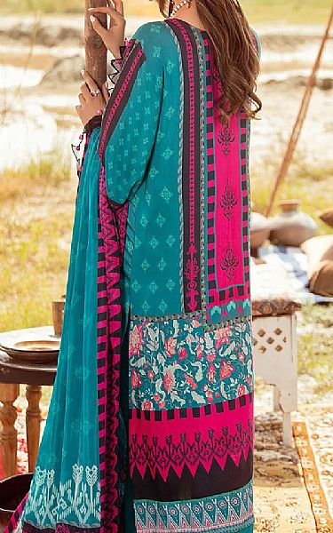 Ramsha Teal Linen Suit | Pakistani Dresses in USA- Image 2