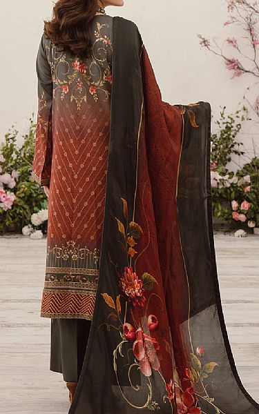 Ramsha Black/Brown Rust Lawn Suit | Pakistani Lawn Dress in USA- Image 2