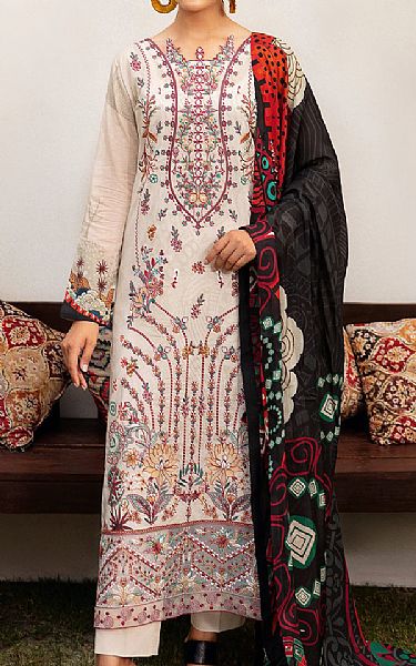 Ramsha Ivory Lawn Suit | Pakistani Lawn Dress in USA- Image 1
