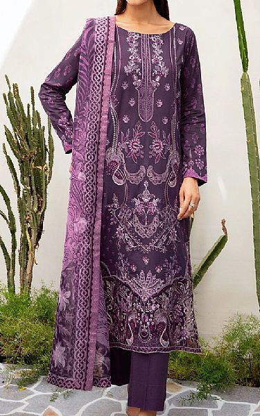 Ramsha Purple Taupe Lawn Suit | Pakistani Lawn Dress in USA- Image 1