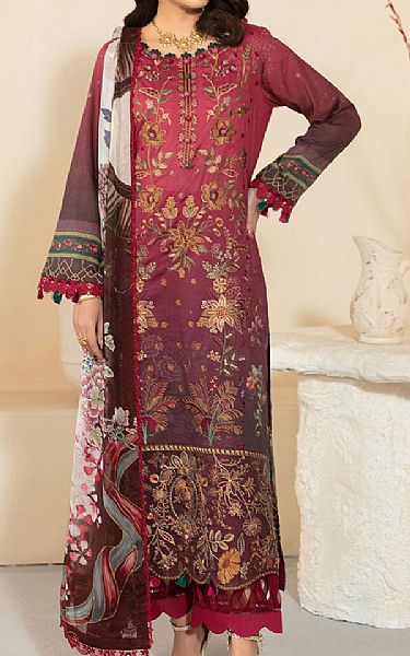 Ramsha Wine Lawn Suit | Pakistani Lawn Dress in USA- Image 1