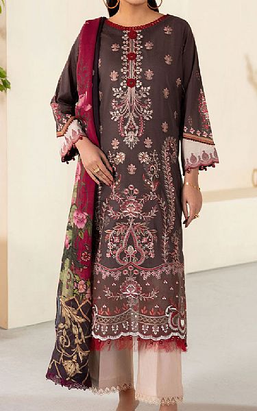 Ramsha Wood Brown Lawn Suit | Pakistani Lawn Dress in USA- Image 1