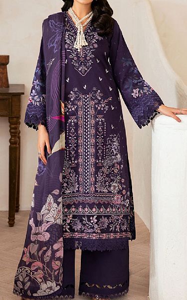 Ramsha Plum Purple Lawn Suit | Pakistani Lawn Dress in USA- Image 1