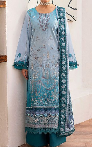 Ramsha Fountain Blue Lawn Suit | Pakistani Lawn Dress in USA- Image 1