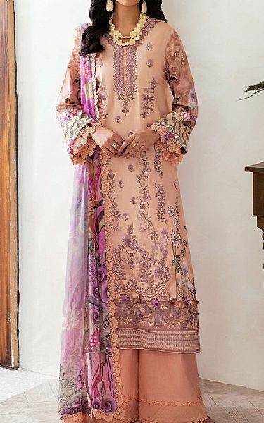 Ramsha Peach Lawn Suit | Pakistani Lawn Dress in USA- Image 1