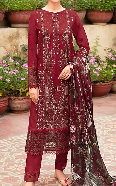 Ramsha Wine Lawn Suit | Pakistani Lawn Suits- Image 1
