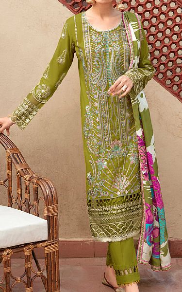 Ramsha Citron Green Lawn Suit | Pakistani Lawn Suits- Image 1