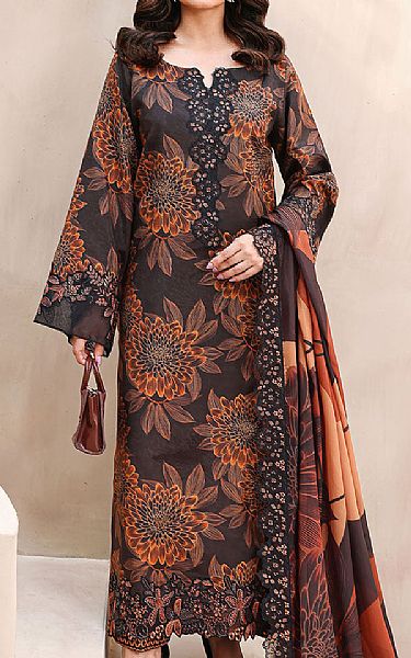 Ramsha Black Raw Silk Suit | Pakistani Embroidered Chiffon Dresses USA- Image 1
