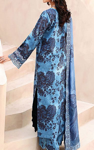 Ramsha Cadet Blue Raw Silk Suit | Pakistani Embroidered Chiffon Dresses USA- Image 2