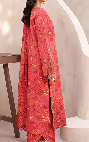 Ramsha Coral Raw Silk Suit | Pakistani Embroidered Chiffon Dresses USA- Image 2