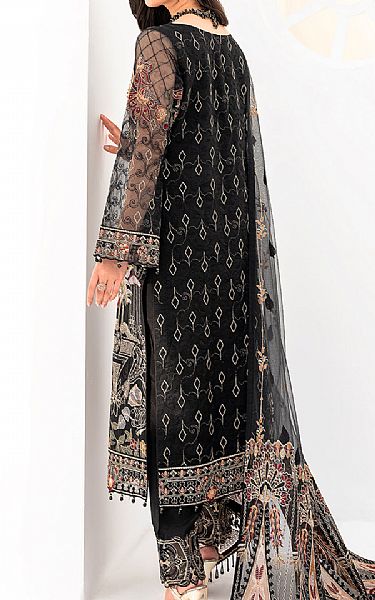 Ramsha Black Organza Suit | Pakistani Embroidered Chiffon Dresses- Image 2