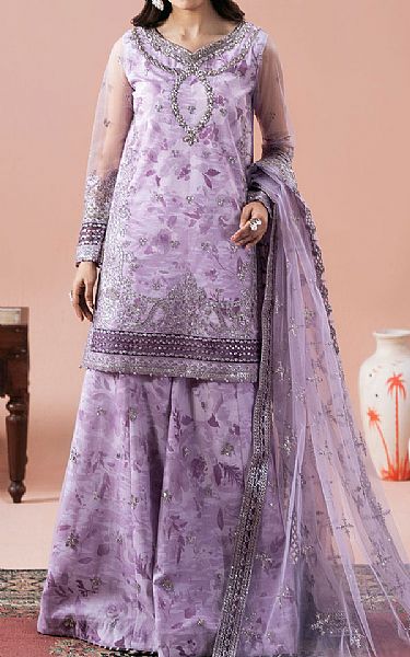 Ramsha Lavender Net Suit | Pakistani Embroidered Chiffon Dresses USA- Image 1