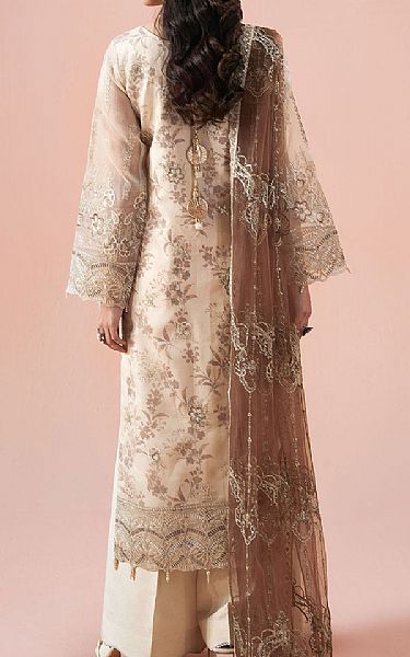 Ramsha Ivory Organza Suit | Pakistani Embroidered Chiffon Dresses USA- Image 2