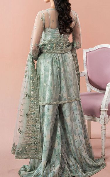Ramsha Pistachio Green Net Suit | Pakistani Embroidered Chiffon Dresses USA- Image 2