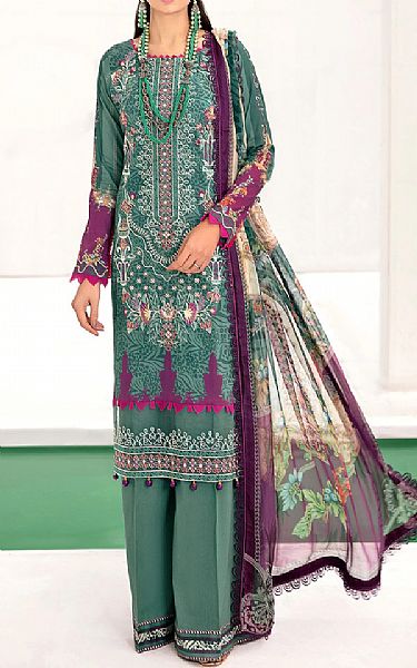 Ramsha Viridian Green Lawn Suit | Pakistani Dresses in USA- Image 1