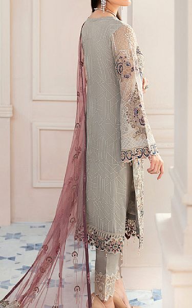 Ramsha Grey Chiffon Suit | Pakistani Embroidered Chiffon Dresses- Image 2