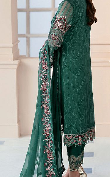 Ramsha Emerald Green Chiffon Suit | Pakistani Embroidered Chiffon Dresses- Image 2