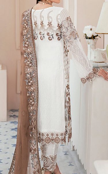Ramsha Off-white Chiffon Suit | Pakistani Embroidered Chiffon Dresses- Image 2