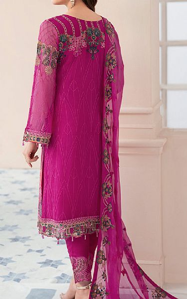 Ramsha Magenta Chiffon Suit | Pakistani Embroidered Chiffon Dresses- Image 2