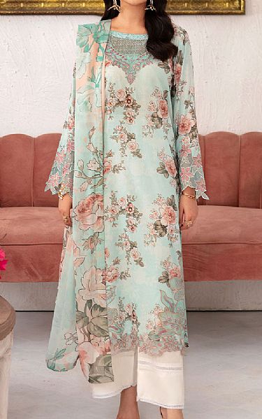 Ramsha Turquoise Lawn Suit | Pakistani Lawn Dress in USA- Image 1