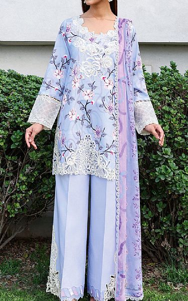 Ramsha Tropical Blue Lawn Suit | Pakistani Lawn Dress in USA- Image 1