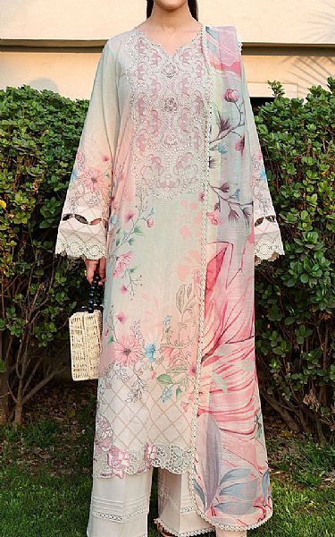 Ramsha Light Pink/Sea Mist Lawn Suit | Pakistani Lawn Dress in USA- Image 1