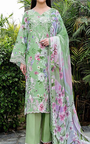 Ramsha Light Green Lawn Suit | Pakistani Lawn Dress in USA- Image 1