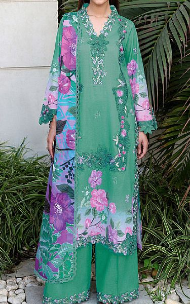 Ramsha Viridian Green Lawn Suit | Pakistani Lawn Dress in USA- Image 1