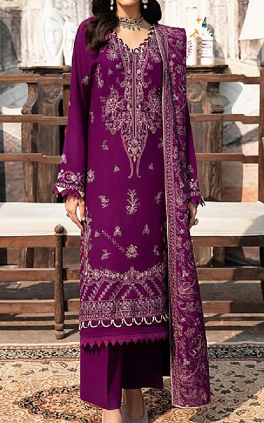 Ramsha Egg Plant Karandi Suit | Pakistani Winter Dresses- Image 1