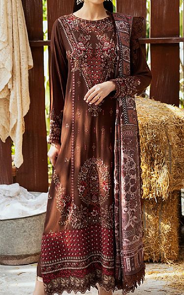 Ramsha Brown Karandi Suit | Pakistani Winter Dresses in USA- Image 1