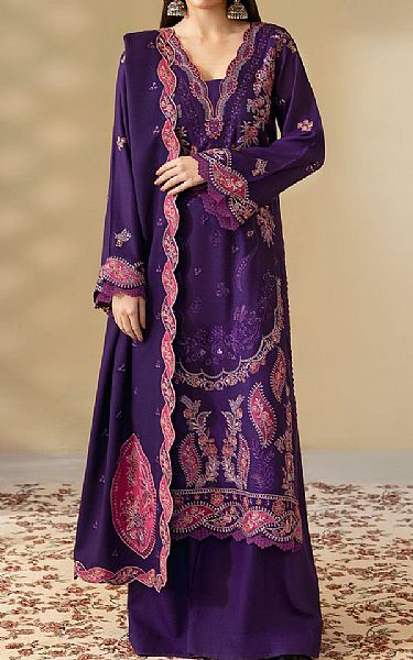 Ramsha Purple Karandi Suit | Pakistani Winter Dresses in USA- Image 1