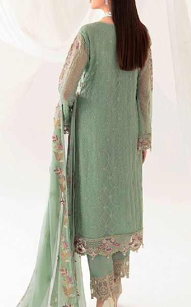 Ramsha Pistachio Green Chiffon Suit | Pakistani Embroidered Chiffon Dresses- Image 2