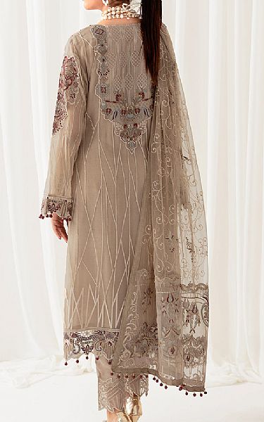 Ramsha French Beige Chiffon Suit | Pakistani Embroidered Chiffon Dresses- Image 2