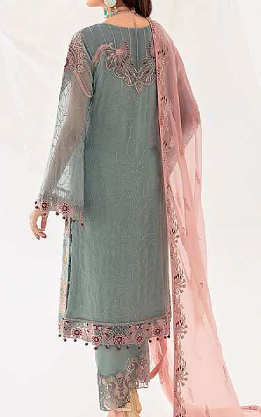 Ramsha Slate Grey Chiffon Suit | Pakistani Embroidered Chiffon Dresses- Image 2