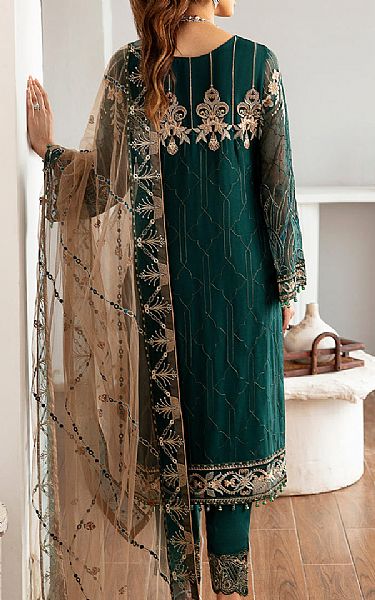 Ramsha Teal Chiffon Suit | Pakistani Embroidered Chiffon Dresses- Image 2