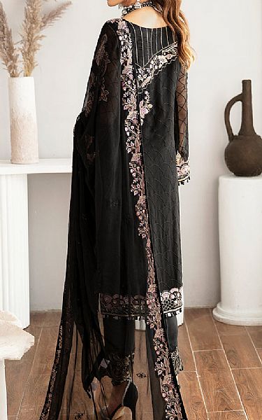 Ramsha Black Chiffon Suit | Pakistani Embroidered Chiffon Dresses- Image 2