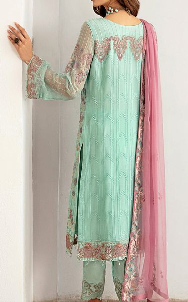 Ramsha Aqua Chiffon Suit | Pakistani Embroidered Chiffon Dresses- Image 2