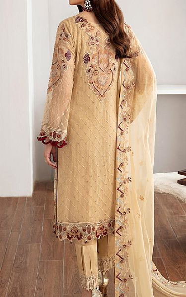 Ramsha Tan Chiffon Suit | Pakistani Embroidered Chiffon Dresses USA- Image 2
